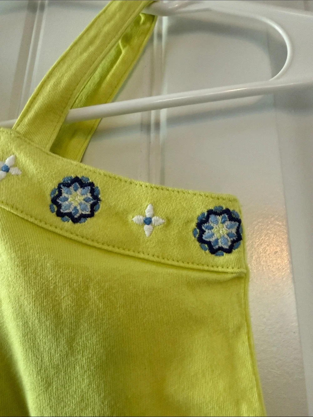Brand New Gymboree Girls One-Shoulder Tank with Embroidered Blue Flowers